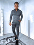 Yellow checked, elastic men's pants - gray